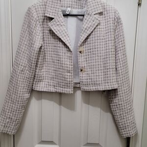 Glam Women's Textured Blazer - Light Gray